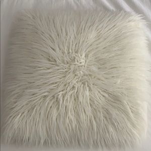 18x18 white faux fur throw pillow